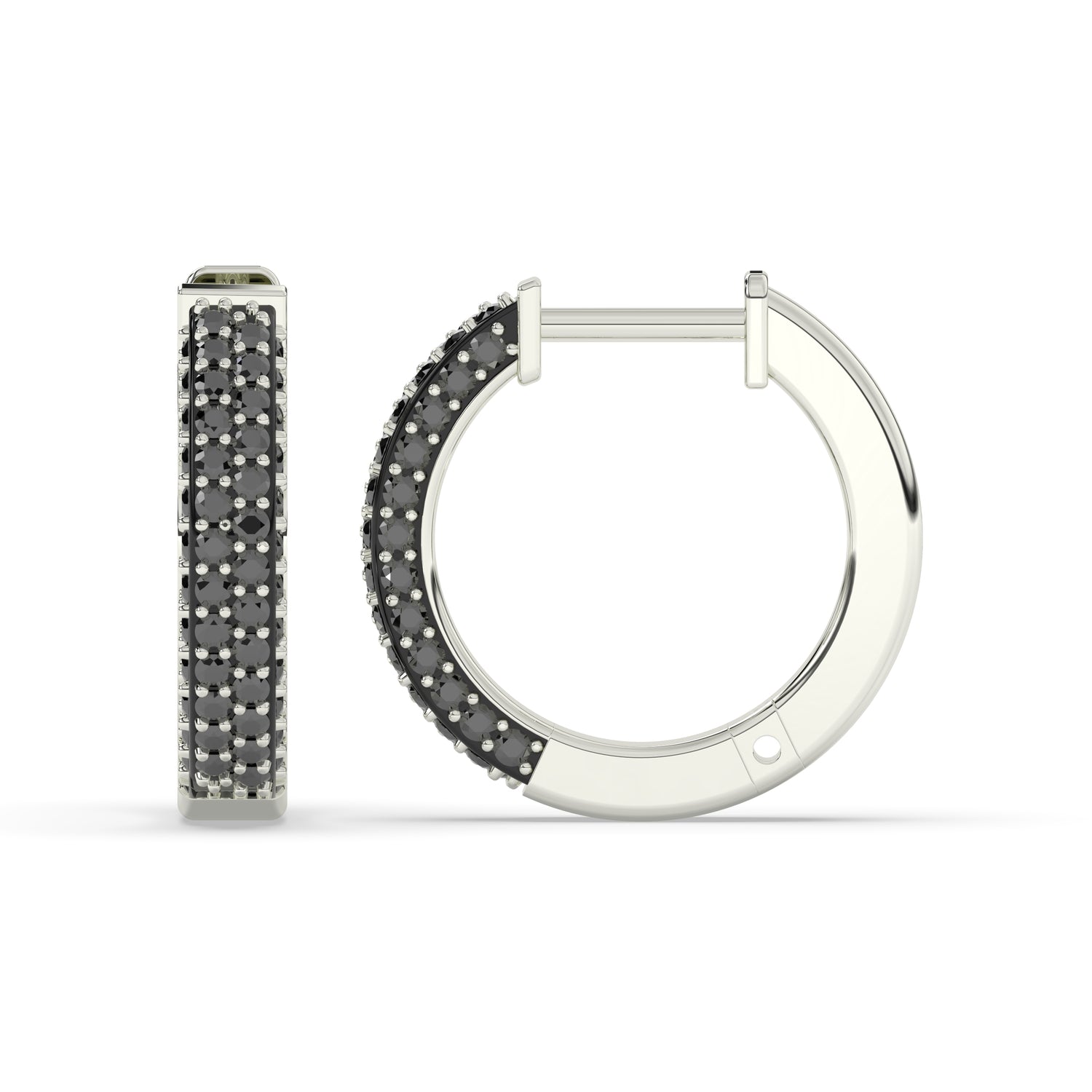 Lina Round Black Diamonds Hoop Earring