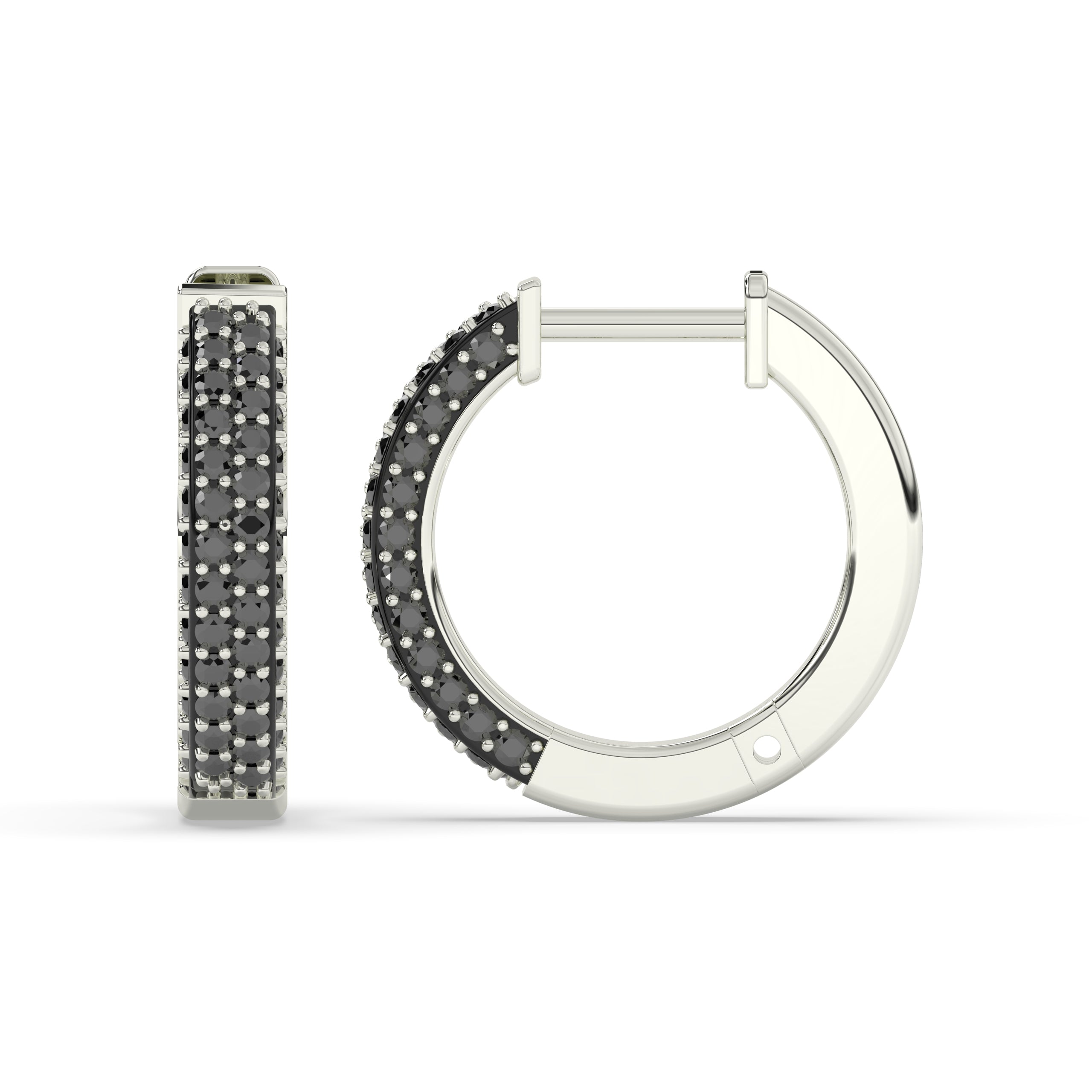 Lina Round Black Diamonds Hoop Earring