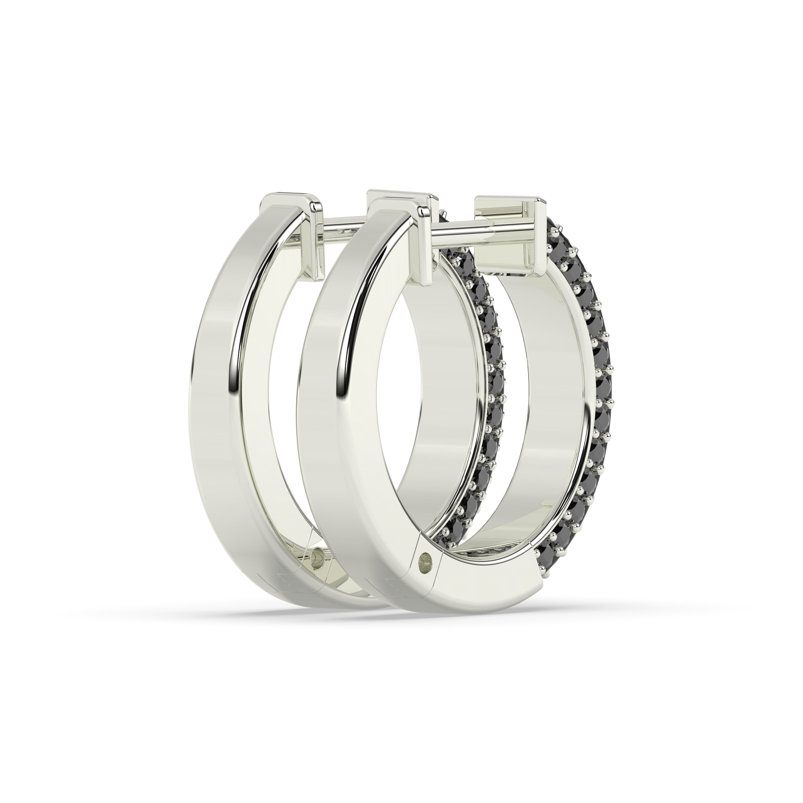 Lina Round Black Diamonds Hoop Earring