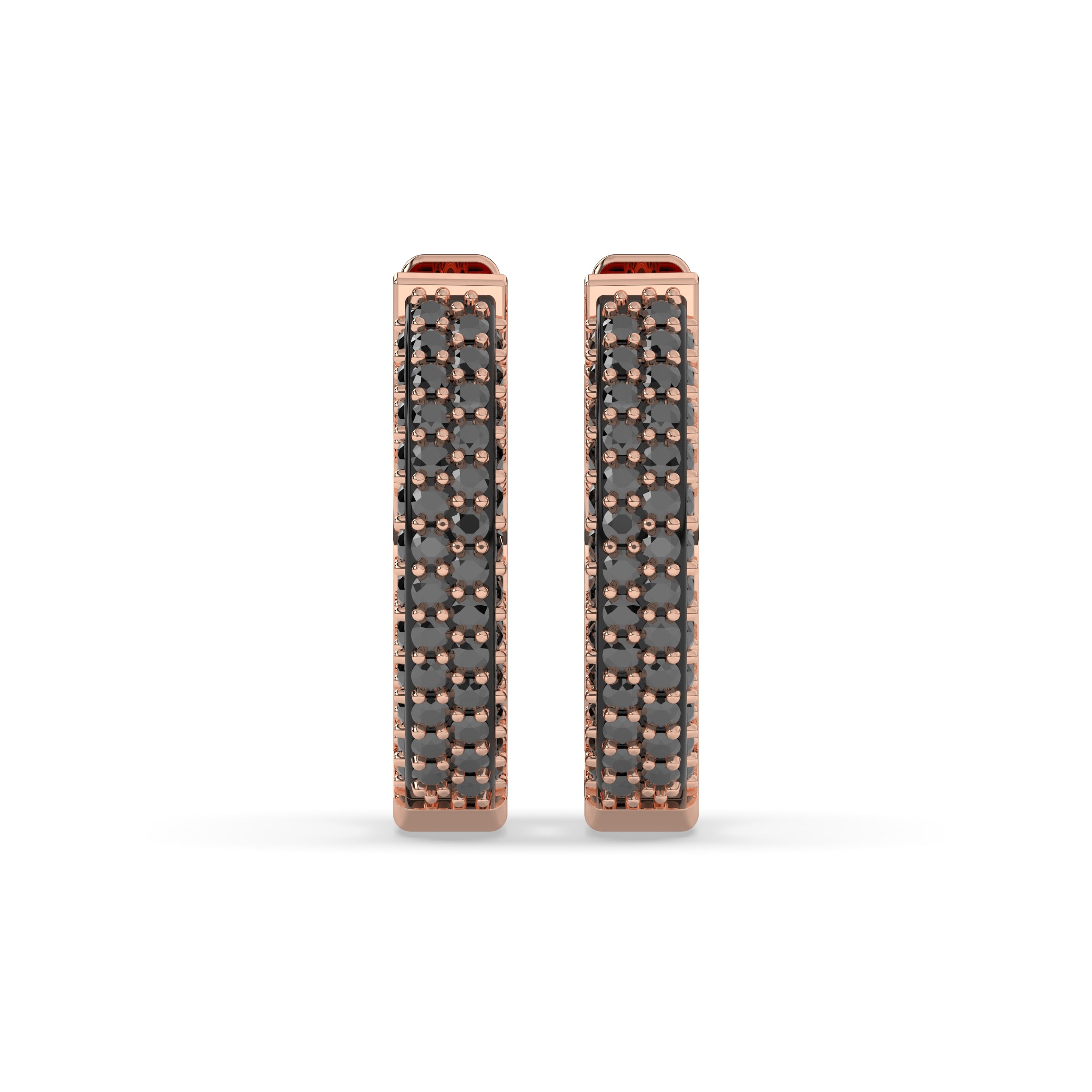 Lina Round Black Diamonds Hoop Earring