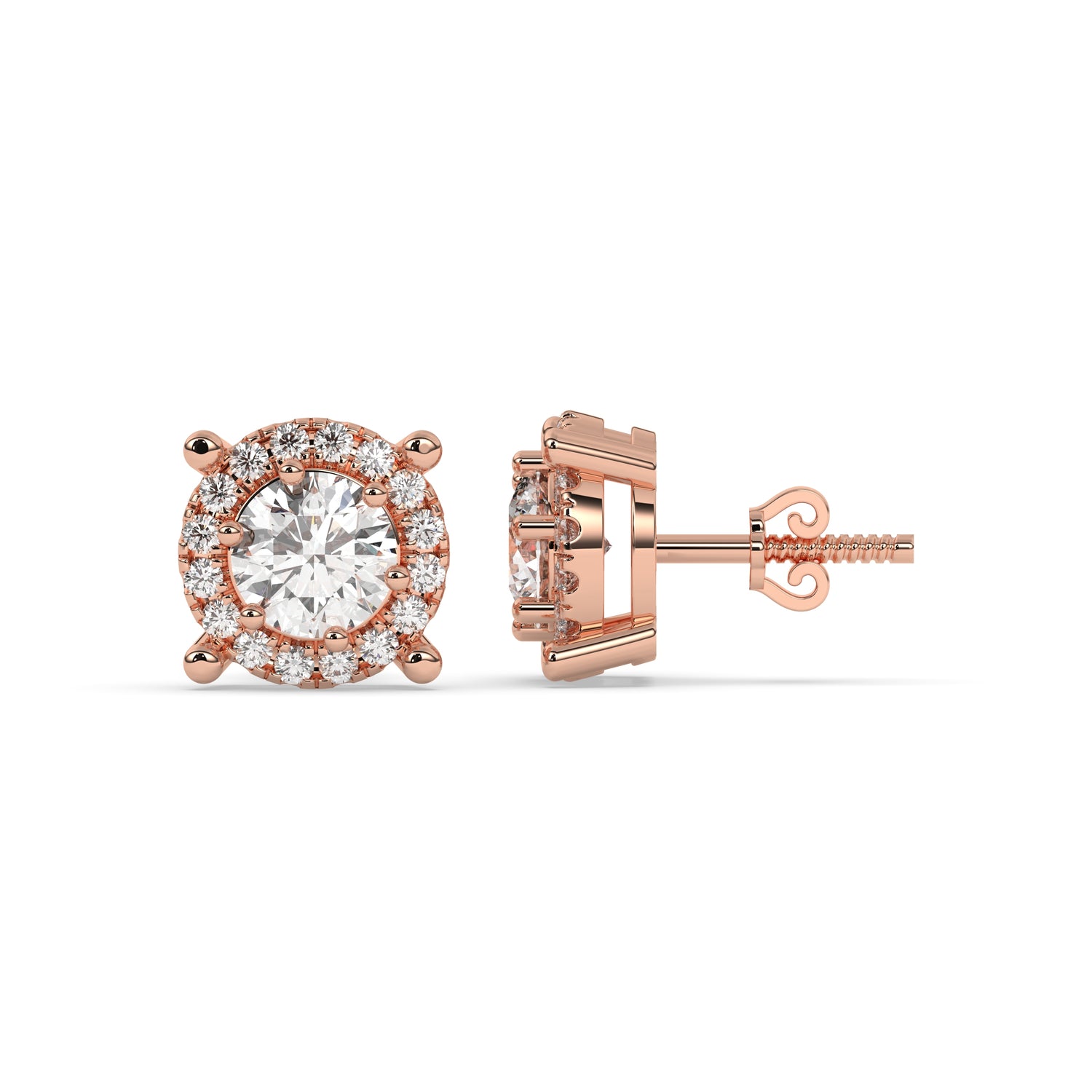 Elina Round Halo Stud Earring