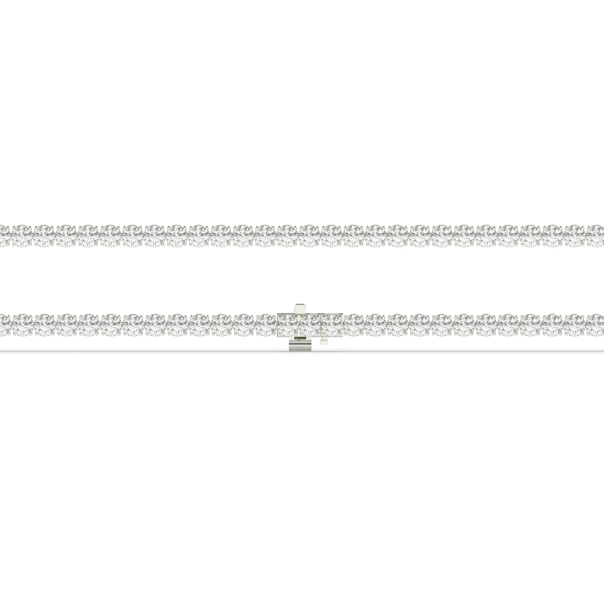 Alma Tennisarmband mit Labordiamanten im Brillantschliff aus 585 Weißgold, flach liegend, volle Länge