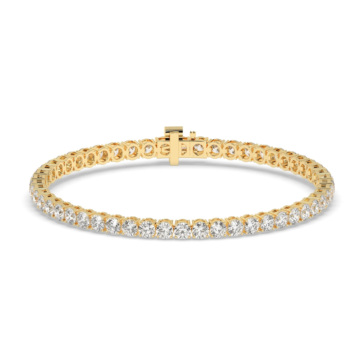 Alma Tennisarmband mit Labordiamanten im Brillantschliff aus 585 Gelbgold, Vorderansicht