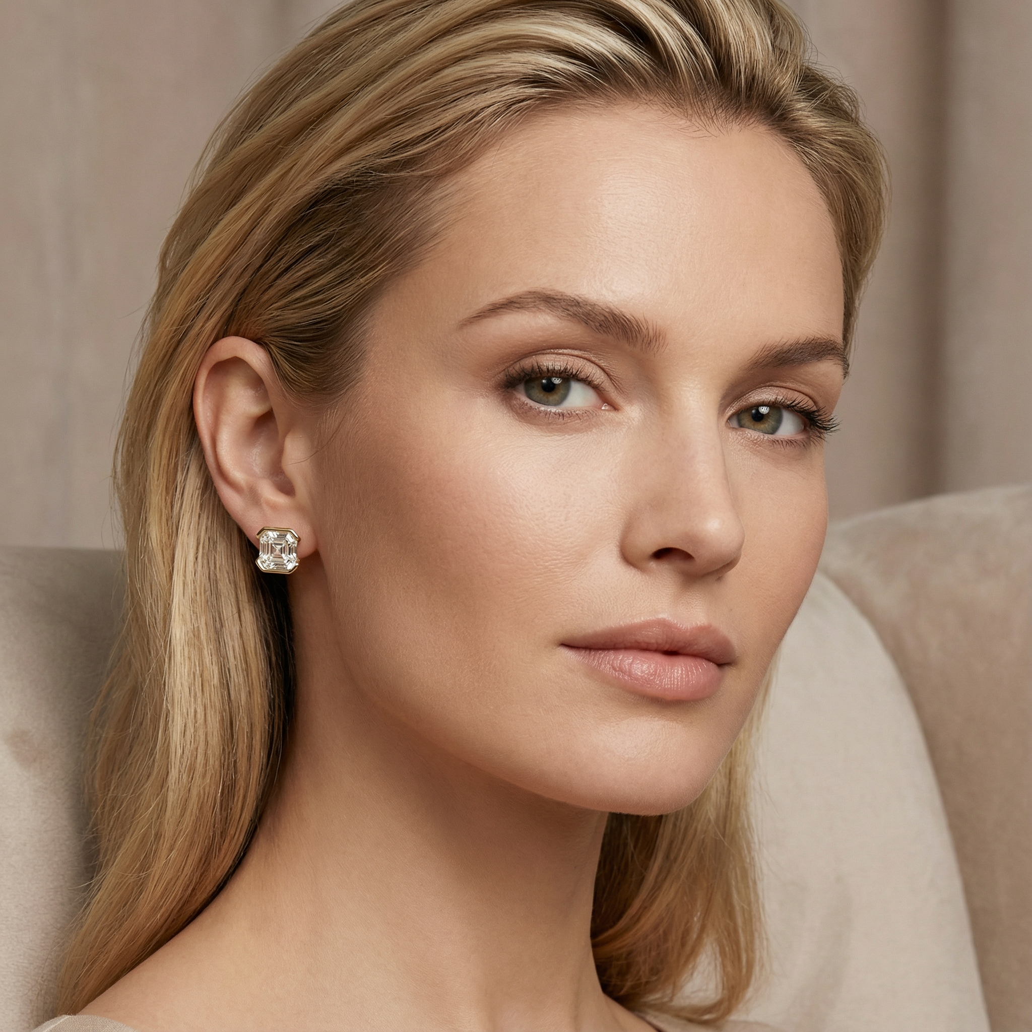 Mia Asschers Cut Half Bezel Setting Earring