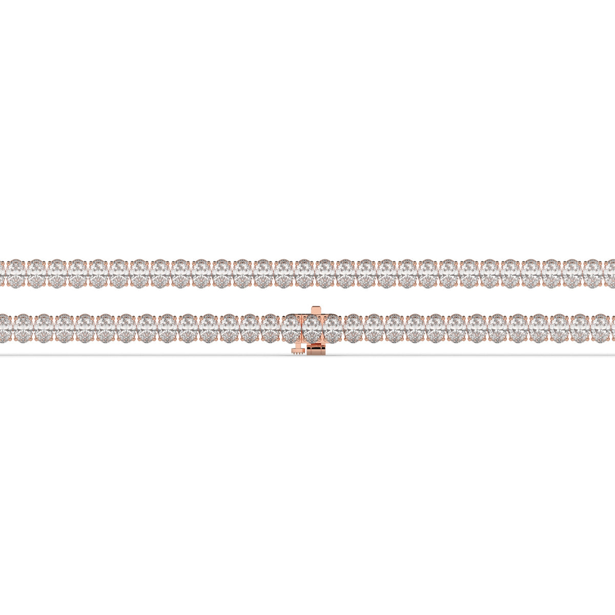 Fabienne Tennisarmband mit Labordiamanten im Ovalschliff aus 585 Roségold, flach liegend, volle Länge