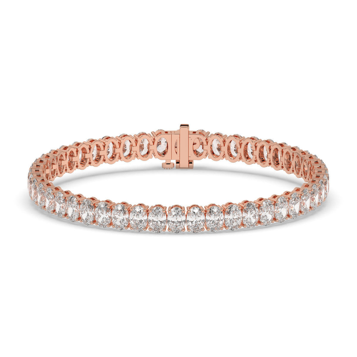 Fabienne Tennisarmband mit Labordiamanten im Ovalschliff aus 585 Roségold, Vorderansicht
