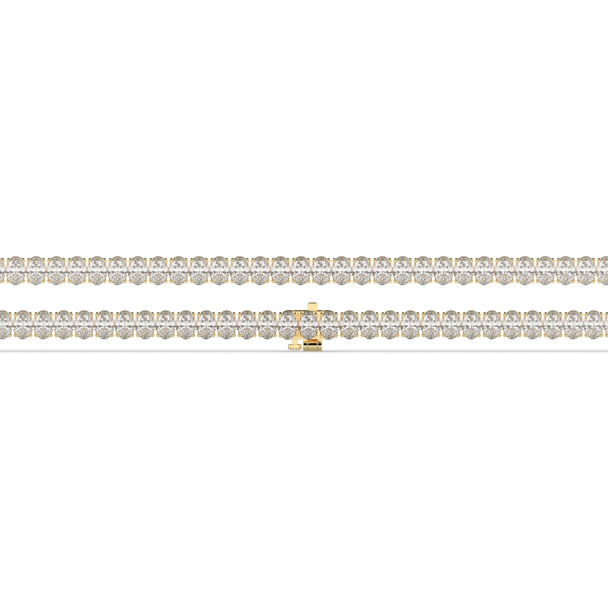 Fabienne Tennisarmband mit Labordiamanten im Ovalschliff aus 585 Gelbgold, flach liegend, volle Länge
