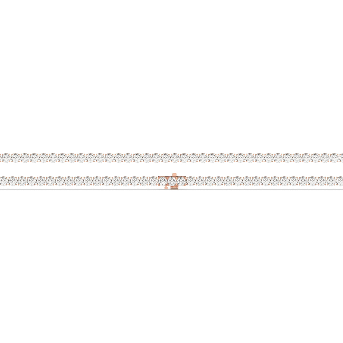 Mareike Tennisarmband mit Labordiamanten im Brillantschliff aus 585 Roségold, flach liegend, volle Länge