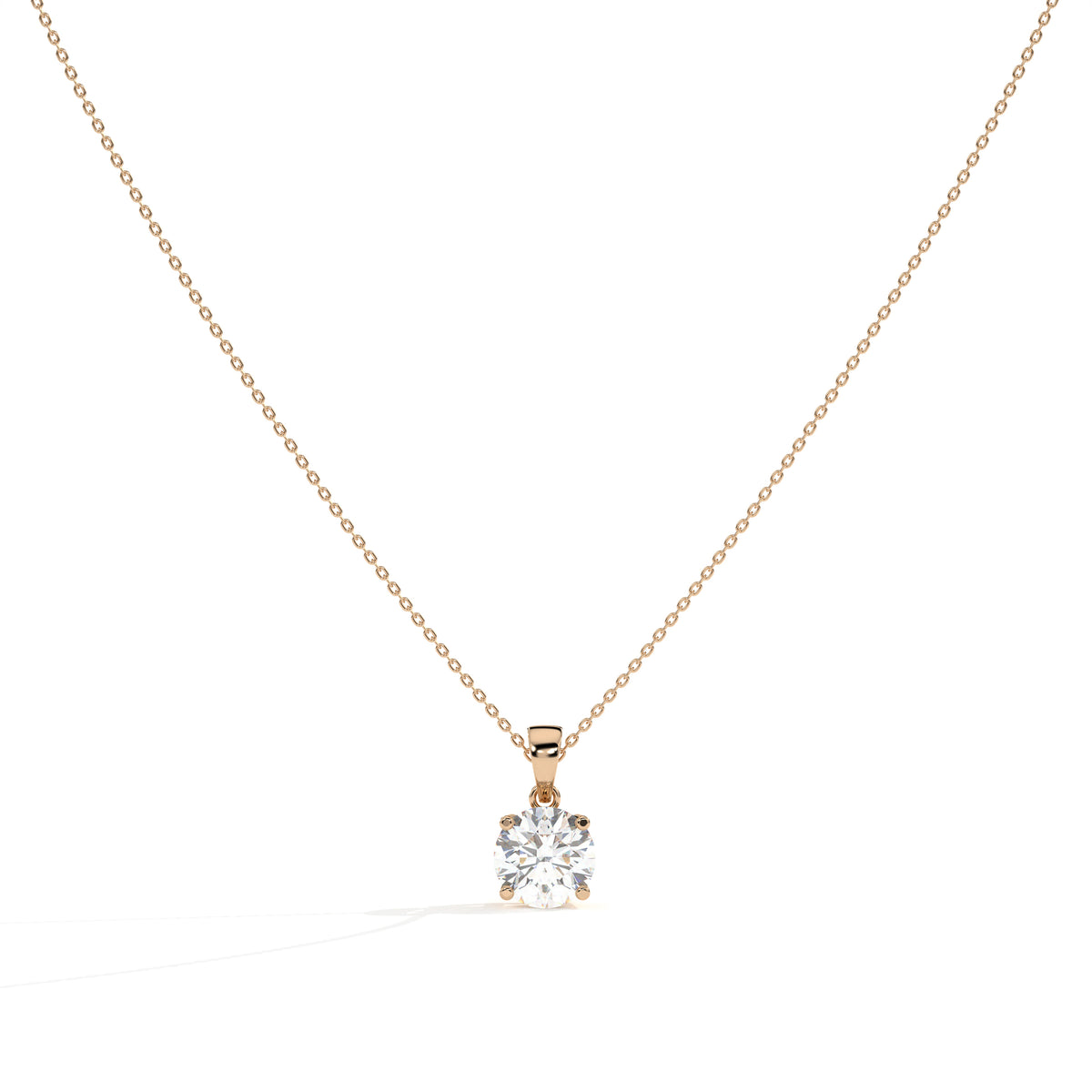 Mila Solitär-Halskette mit rundem Labordiamanten aus 585 Roségold, Vorderansicht