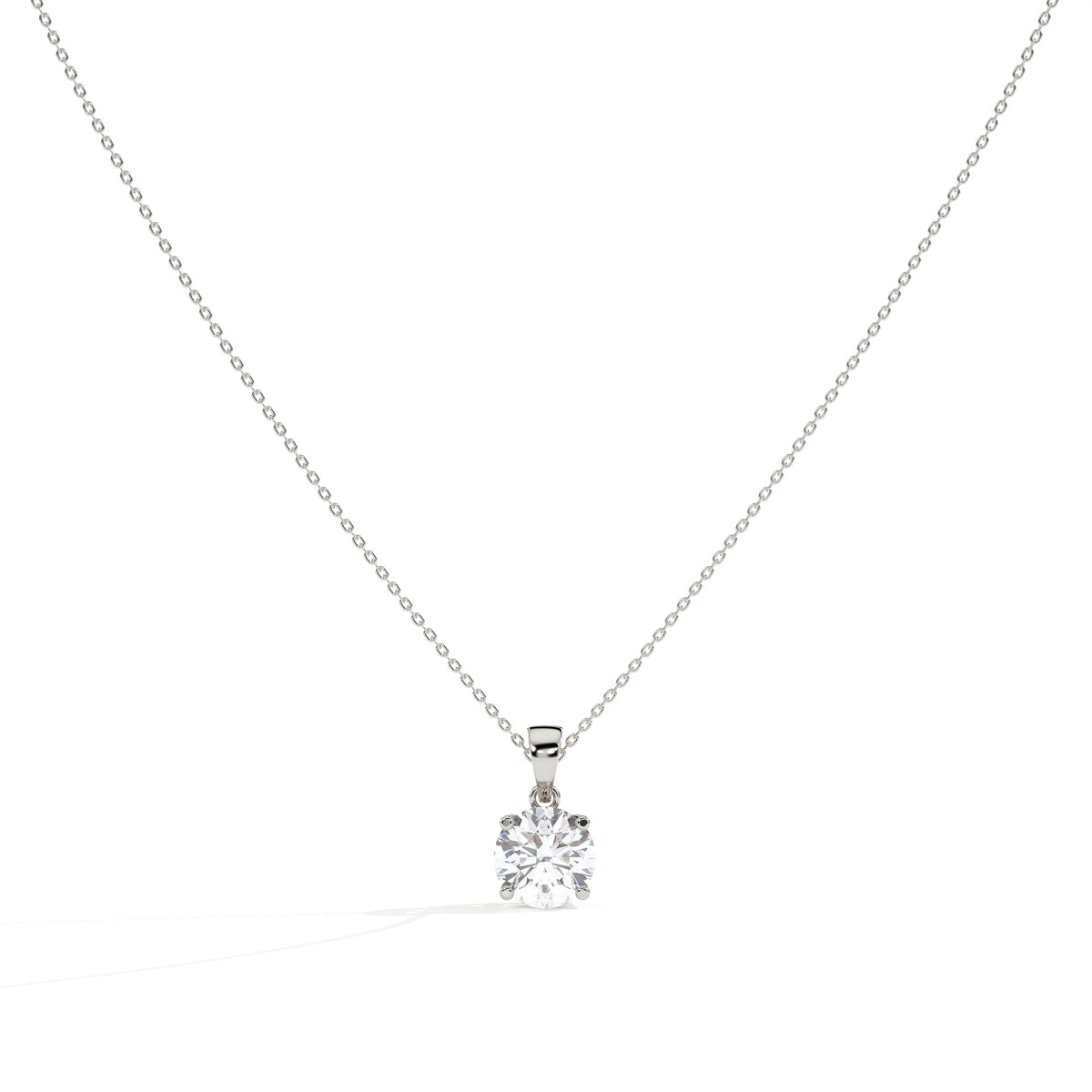 Mila Solitär-Halskette mit rundem Labordiamanten aus 585 Weißgold, Vorderansicht