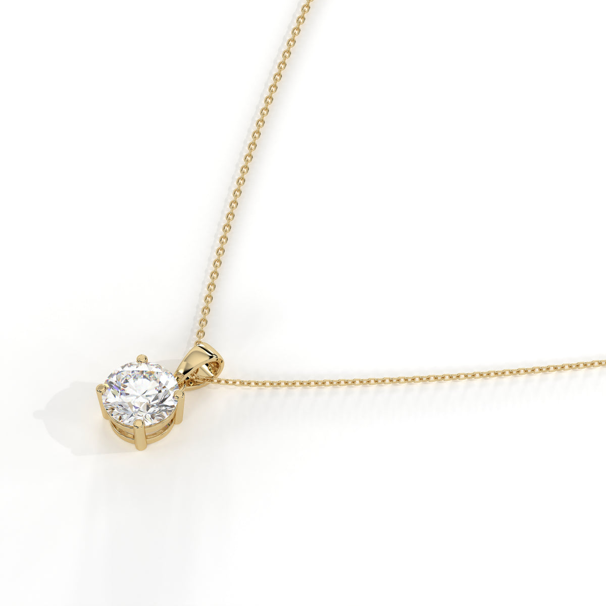 Mila Solitär-Halskette mit rundem Labordiamanten aus 585 Gelbgold, Seitenansicht