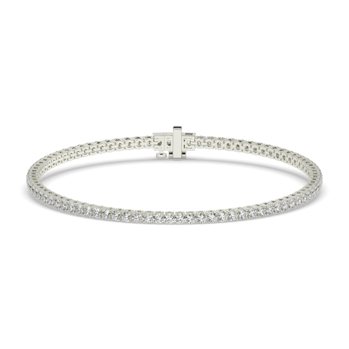 Pia Tennisarmband mit Labordiamanten im Brillantschliff aus 585 Weißgold, Vorderansicht