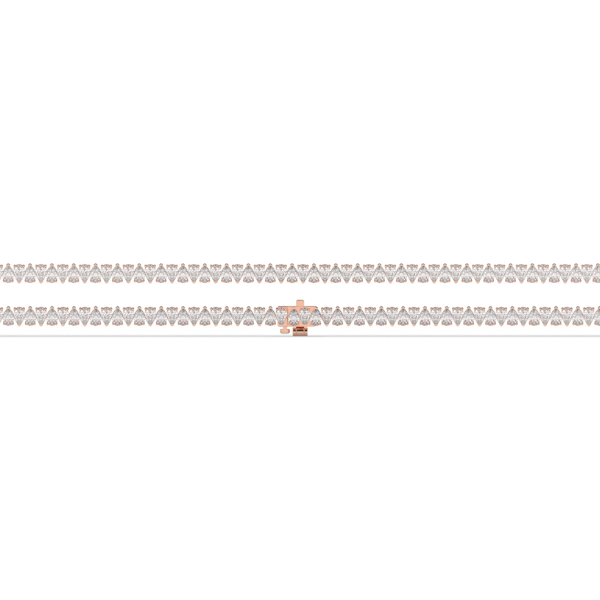 Sina upright pear lab-grown diamond tennis bracelet in 14K (585) rose gold, laid flat, full length