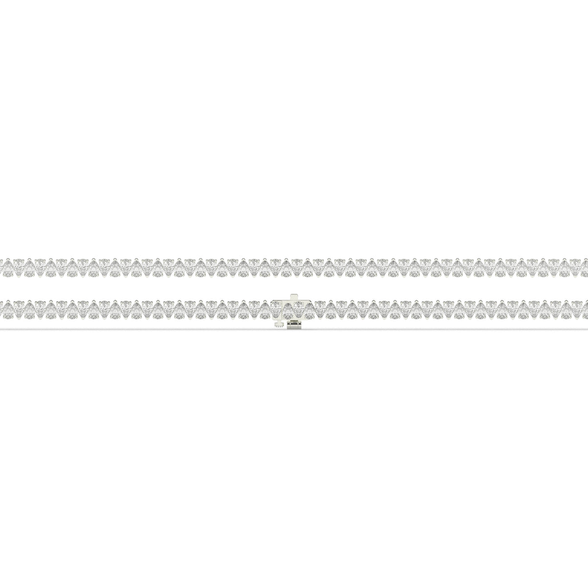 Sina upright pear lab-grown diamond tennis bracelet in 14K (585) white gold, laid flat, full length