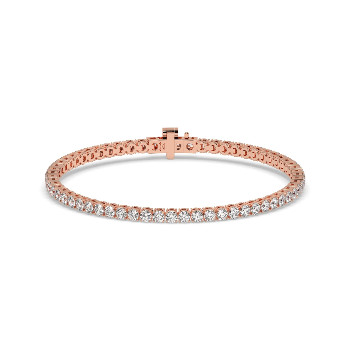 Wiebke round lab-grown diamond tennis bracelet in 14K (585) rose gold, front view