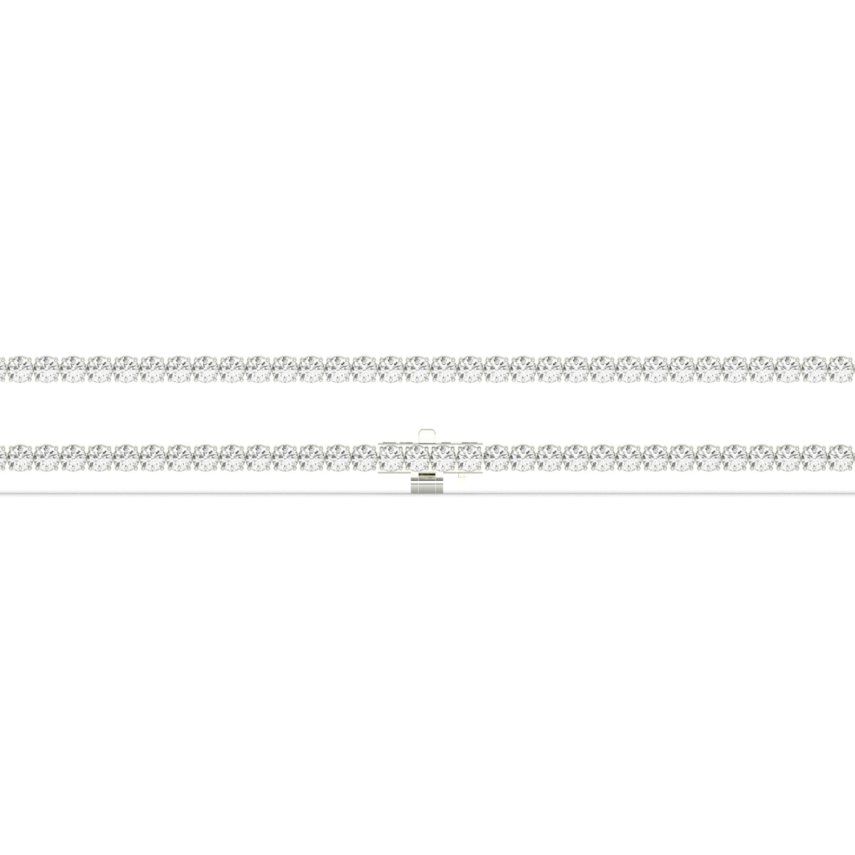 Wiebke round lab-grown diamond tennis bracelet in 14K (585) white gold, laid flat, full length