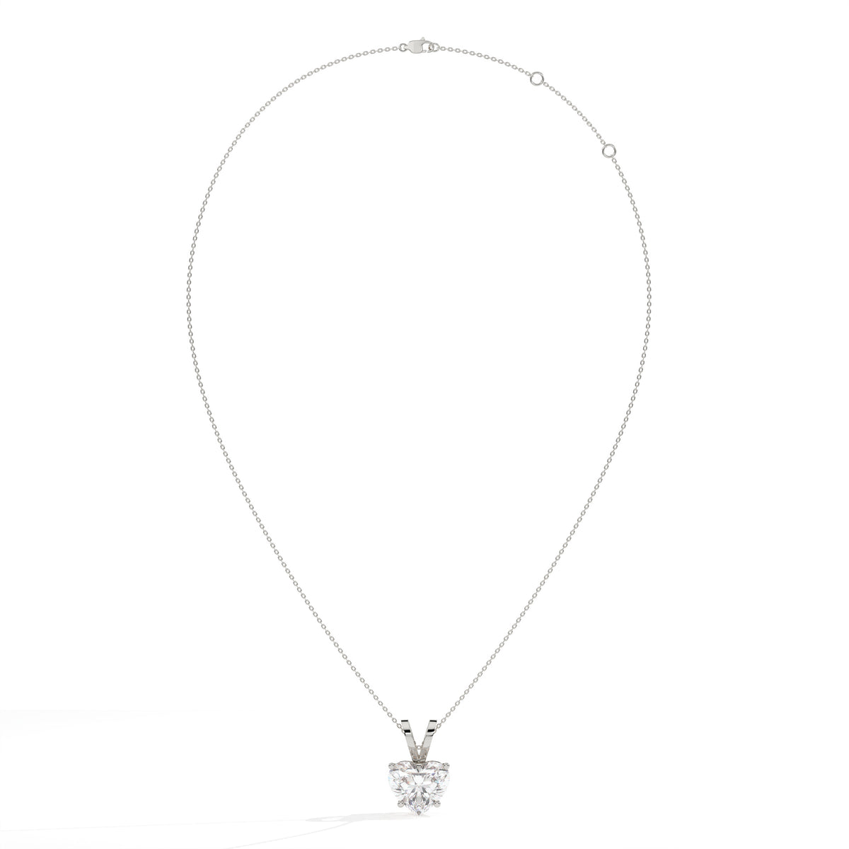 Yara Solitär-Halskette mit herzförmigem Labordiamanten aus 585 Weißgold, Ansicht der ganzen Kette