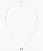 Noelia Solitär-Halskette mit quer gefasstem ovalem Labordiamanten aus 585 Weißgold, ausgelegte Kette mit Verschluss 