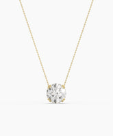 Elodie round lab-grown diamond solitaire pendant necklace in 14K (585) yellow gold, front view 