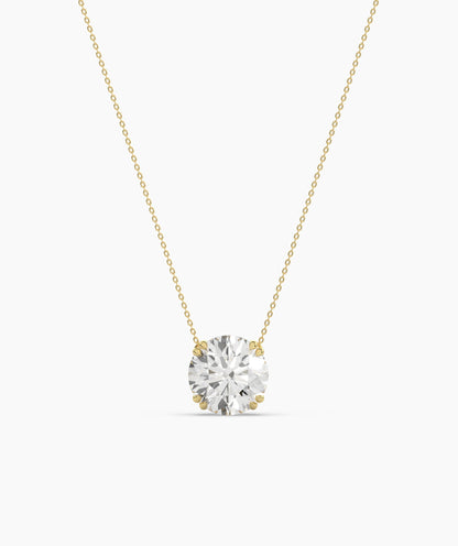 Elodie round lab-grown diamond solitaire pendant necklace in 14K (585) yellow gold, front view 