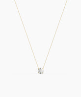 Elodie round lab-grown diamond solitaire pendant necklace in 14K (585) yellow gold, full necklace view 