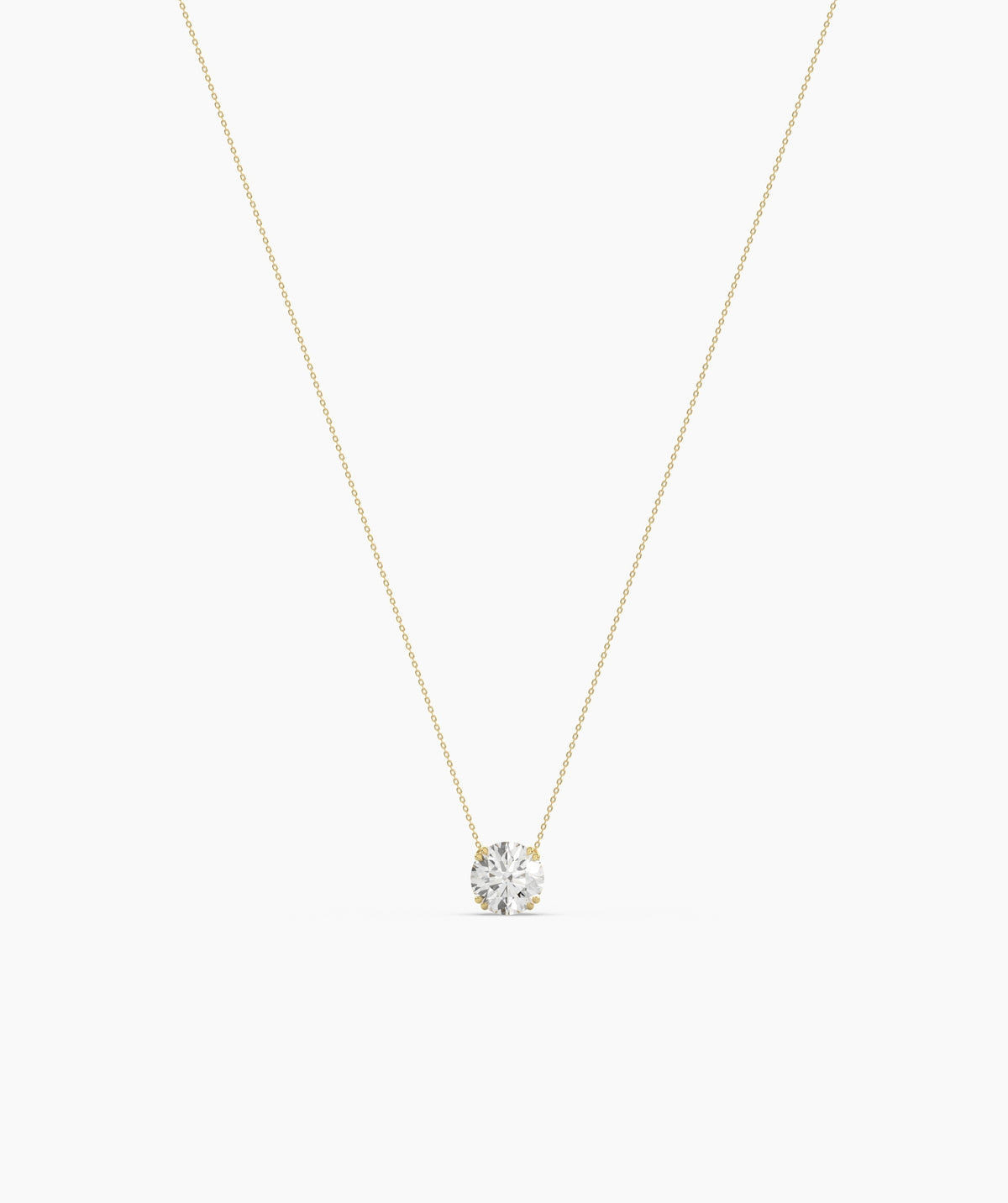 Elodie round lab-grown diamond solitaire pendant necklace in 14K (585) yellow gold, full necklace view 