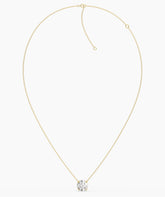 Elodie round lab-grown diamond solitaire pendant necklace in 14K (585) yellow gold, chain laid out with clasp 