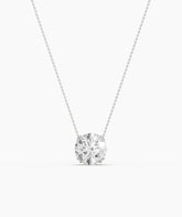 Elodie round lab-grown diamond solitaire pendant necklace in 14K (585) white gold, front view 