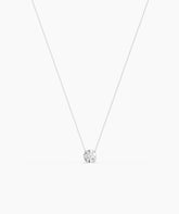 Elodie round lab-grown diamond solitaire pendant necklace in 14K (585) white gold, full necklace view 
