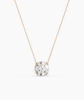 Elodie round lab-grown diamond solitaire pendant necklace in 14K (585) rose gold, front view 