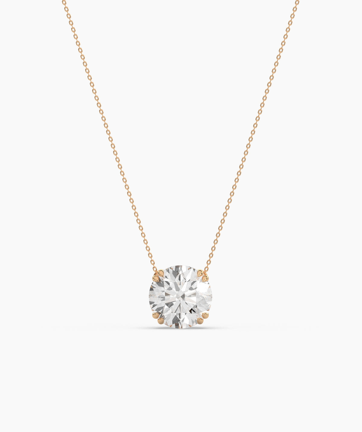 Elodie round lab-grown diamond solitaire pendant necklace in 14K (585) rose gold, front view 