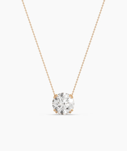 Elodie round lab-grown diamond solitaire pendant necklace in 14K (585) rose gold, front view 