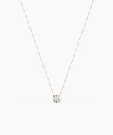 Elodie round lab-grown diamond solitaire pendant necklace in 14K (585) rose gold, full necklace view 