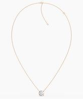 Elodie round lab-grown diamond solitaire pendant necklace in 14K (585) rose gold, chain laid out with clasp 