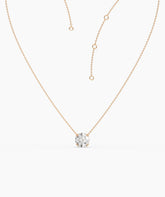 Elodie round lab-grown diamond solitaire pendant necklace in 14K (585) rose gold, adjustable chain detail 