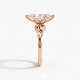 Marquise cut lab-grown diamond vine engagement ring with marquise leaf accents in 14K (585) rose gold, side view 