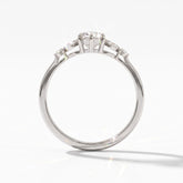 Marquise cut lab-grown diamond leaf cluster engagement ring with marquise and round accents in 950 platinum, upright profile view 
