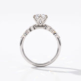 Marquise cut lab-grown diamond vine engagement ring with marquise leaf accents in 950 platinum, upright profile view 