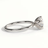 Round lab-grown diamond solitaire engagement ring in 14K (585) white gold, detail view 