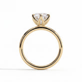 Round lab-grown diamond solitaire engagement ring in 18K (750) yellow gold, side profile 