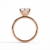 Round lab-grown diamond solitaire engagement ring in 18K (750) rose gold, side profile 