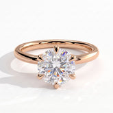 Round lab-grown diamond solitaire engagement ring in 18K (750) rose gold, front view 