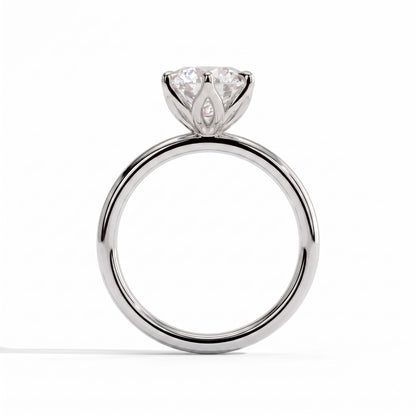 Round lab-grown diamond solitaire engagement ring in 950 platinum, side profile 
