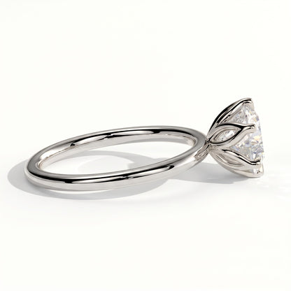 Round lab-grown diamond solitaire engagement ring in 950 platinum, detail view 