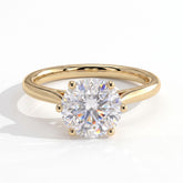 Round lab-grown diamond solitaire engagement ring in 14K (585) yellow gold, front view 