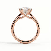Round lab-grown diamond solitaire engagement ring in 14K (585) rose gold, side profile 