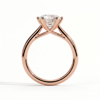 Round lab-grown diamond solitaire engagement ring in 14K (585) rose gold, side profile 