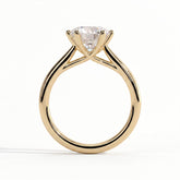 Round lab-grown diamond solitaire engagement ring in 14K (585) yellow gold, side profile 