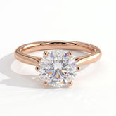 Round lab-grown diamond solitaire engagement ring in 18K (750) rose gold, front view 
