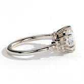 Round lab-grown diamond halo engagement ring in 14K (585) white gold, detail view 